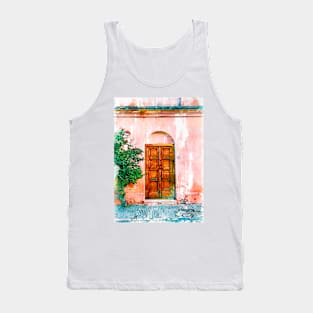 Old Wooden Door Pink Wall Tank Top